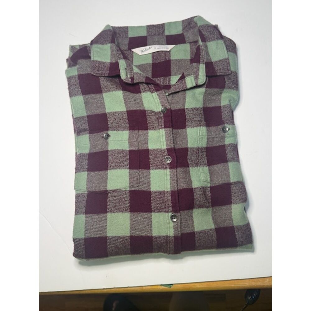 Woolrich Women's Buffalo Plaid Flannel Shirt Size S Green Purple Button Front